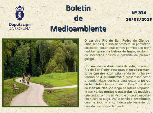 Boletín de Medio Ambiente da Deputación da Coruña, todos os mércores na web