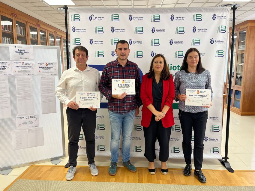 A Biblioteca Provincial acolleu a entrega de premios aos gañadores do certame #HoxeEscriboEn, que presentaron relatos ambientados en Monfero, Fisterra e Ferrol