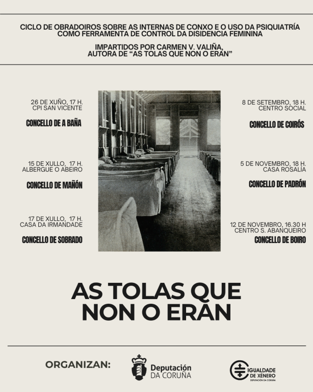 A Deputación pon en marcha o ciclo “As tolas que non o eran” que impartirá Carmen V. Valiña comezando mañá na Baña