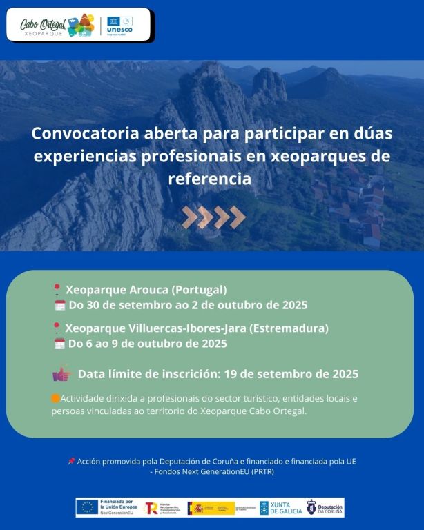 A Deputación organiza dúas viaxes de traballo a xeoparques de referencia en Portugal e Estremadura para profesionais do Ortegal