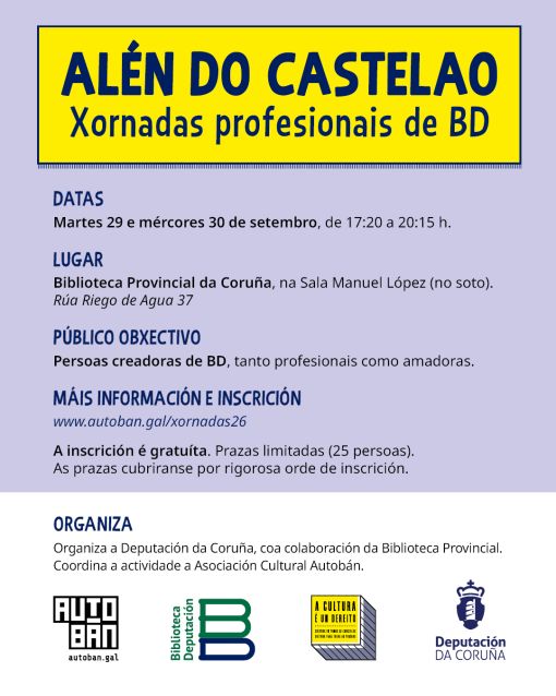 Alén do Castelao: Xornadas profesionais de BD 2026