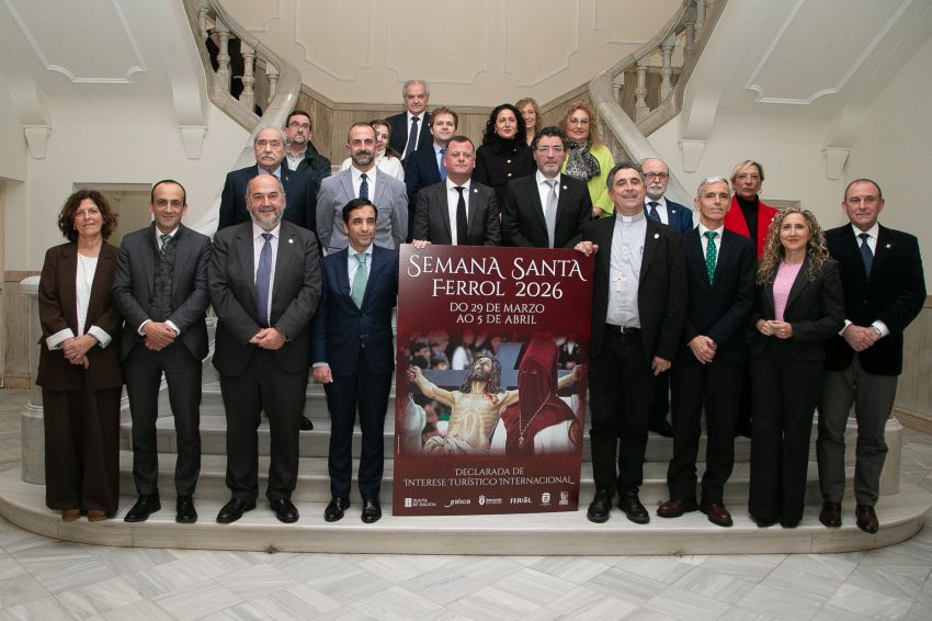 A Deputación da Coruña destaca o valor histórico, cultural e social da Semana Santa de Ferrol na presentación do cartel de 2026