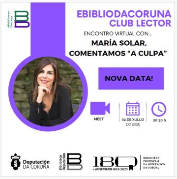 NOVA DATA do encontro con María Solar no club de lectura dixital Tinta e Equidade